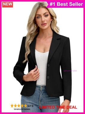 Knit Blazer Business Casual Jacket Notch Collar Long Sleeve